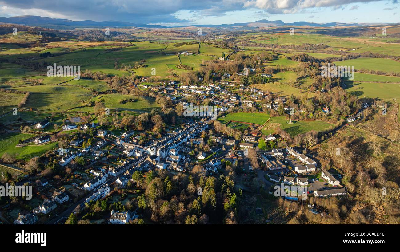 Aerial view overlooking New Galloway, Dumfriesshire, Scotland Stock Photo