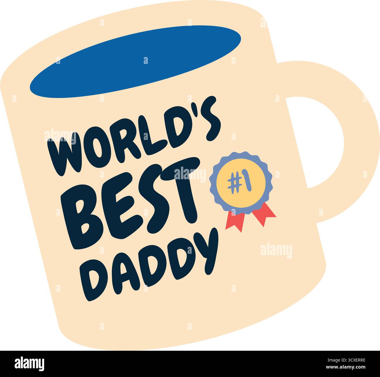 Celebrate Father's Day with this 'World's Best Daddy' mug design. Perfect for cards, gifts, or any dad-themed project, this image captures affection a Stock Vector