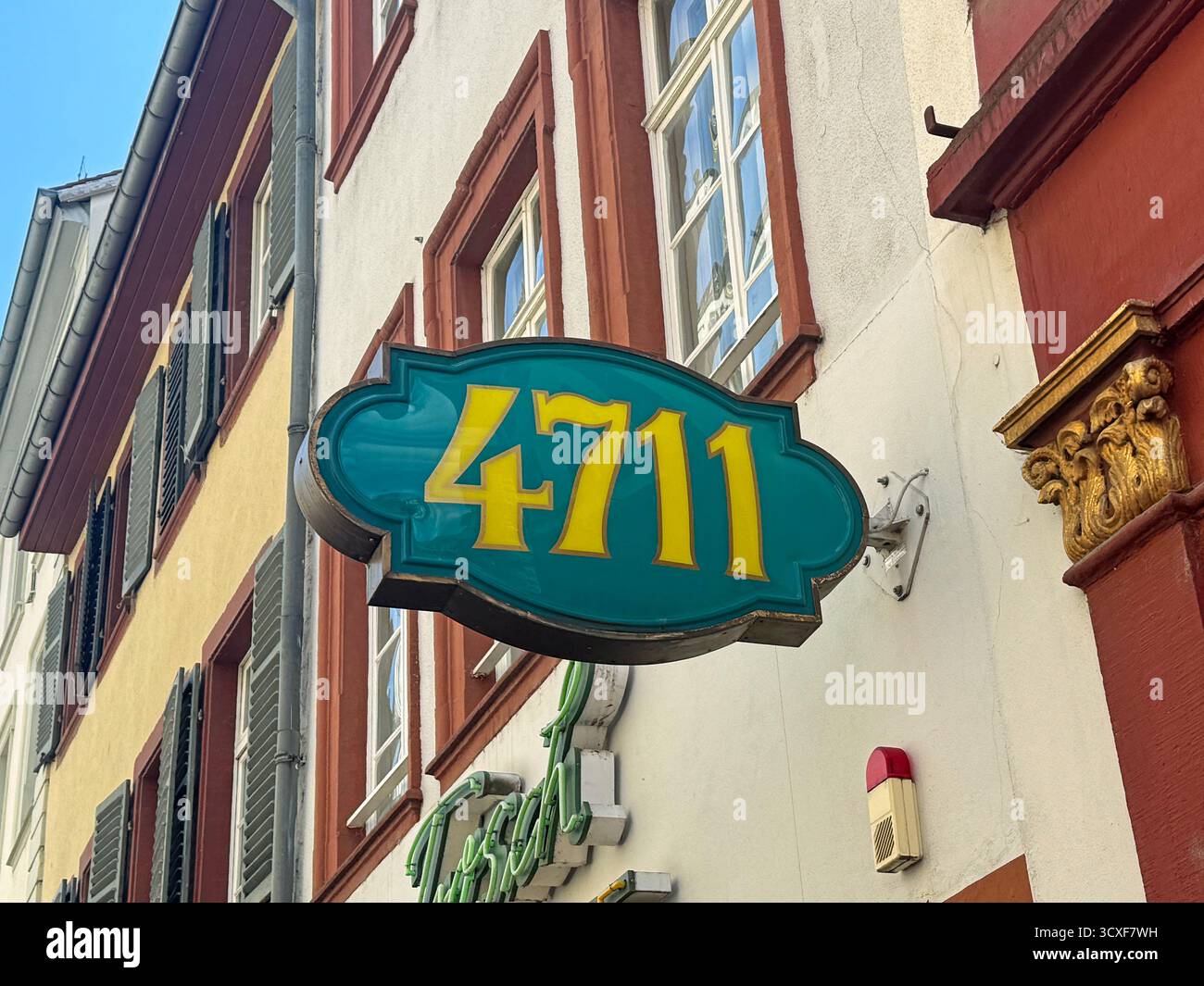 Heidelberg , Germany - April 20, 2025: 4711 Eau de Cologne perfumery wall sign in the German city of Heidelberg. Stock Photo