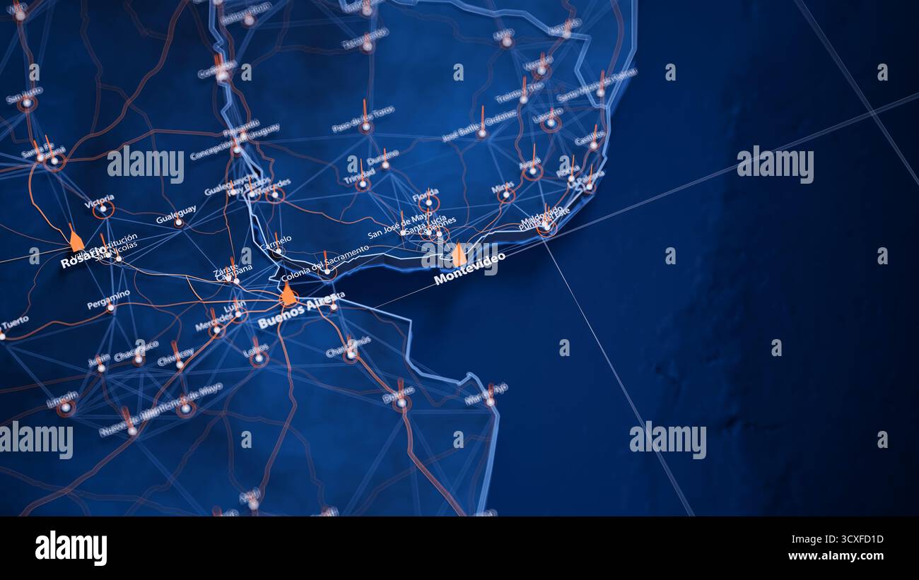 Visual Map Data Montevideo map big data visualization. Futuristic map infographic of ...