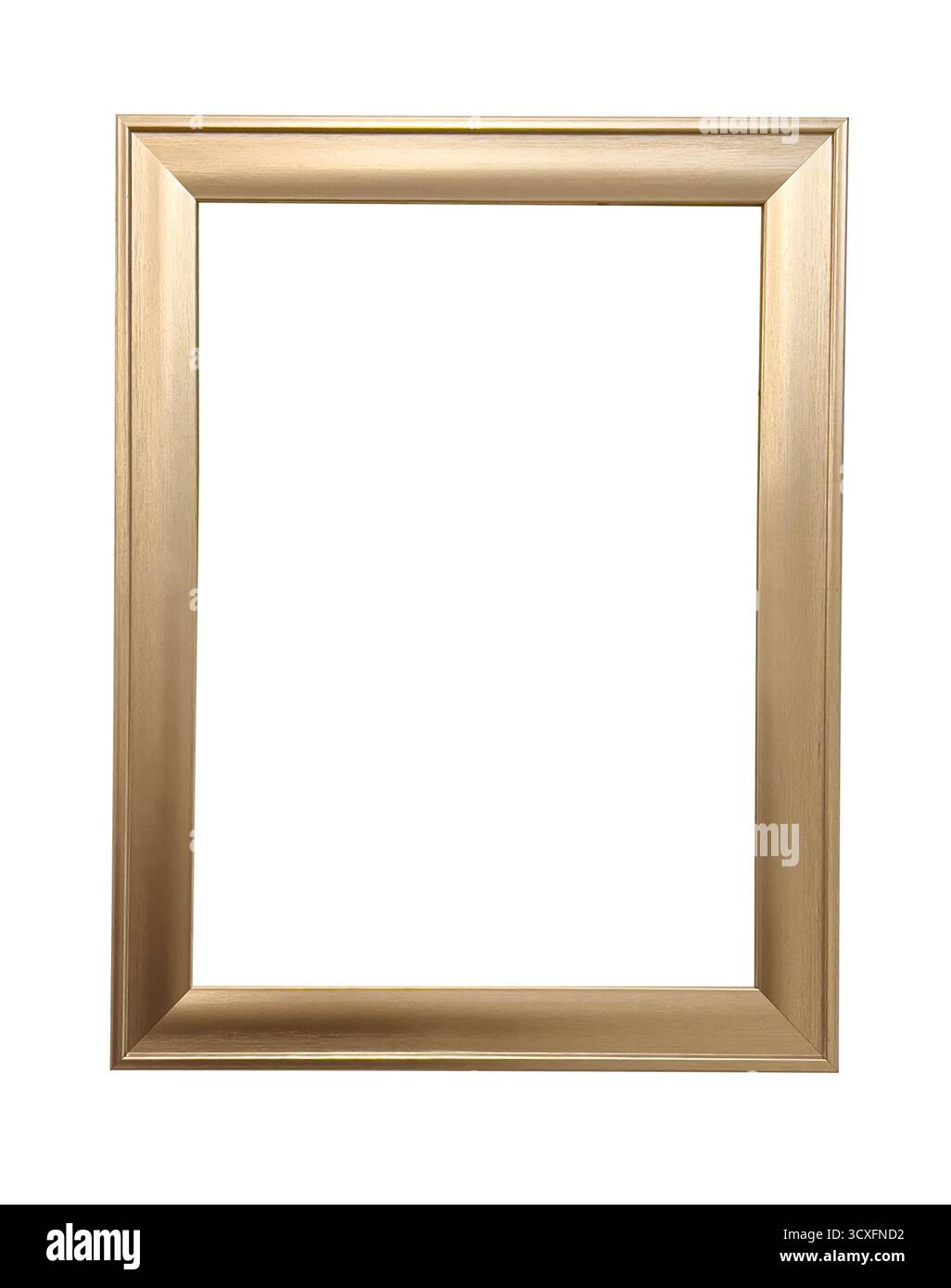 Empty golden rectangular picture frame with a transparent background Stock Photo
