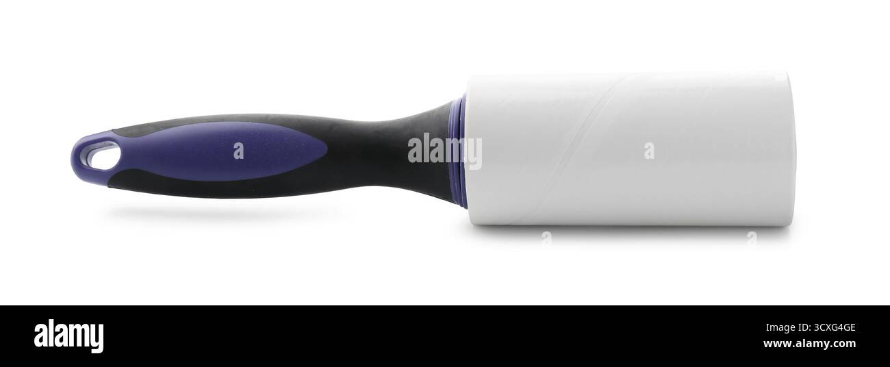 One sticky lint roller isolated on white Stock Photo