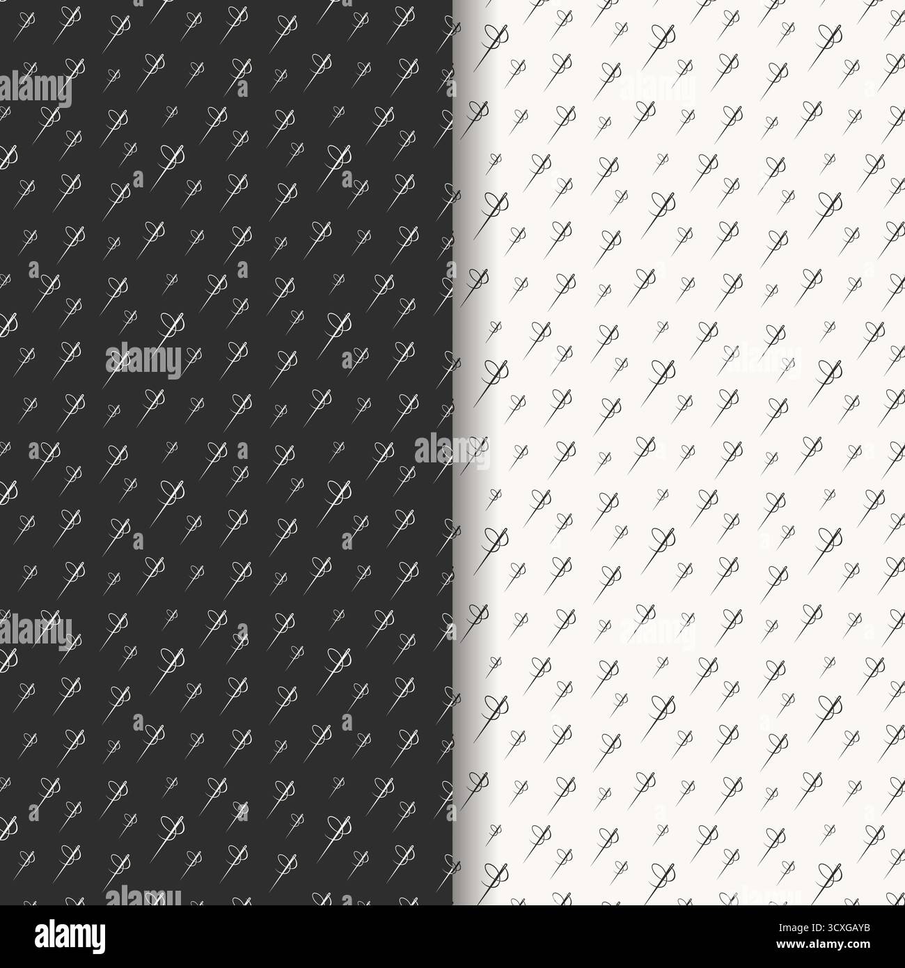 Sewing needle pattern black and white seamless vector illustration ...