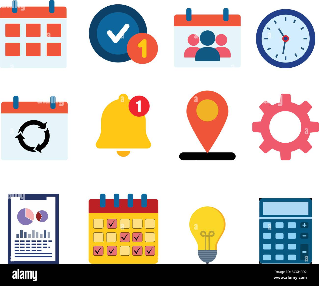 Productivity and Scheduling Icons Stock Vector