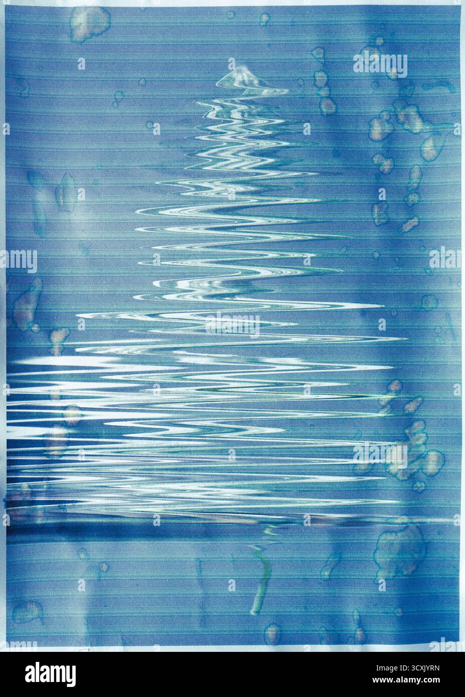 Abstract Blue Christmas tree shape graphic made from photocopy art technique Stock Photo