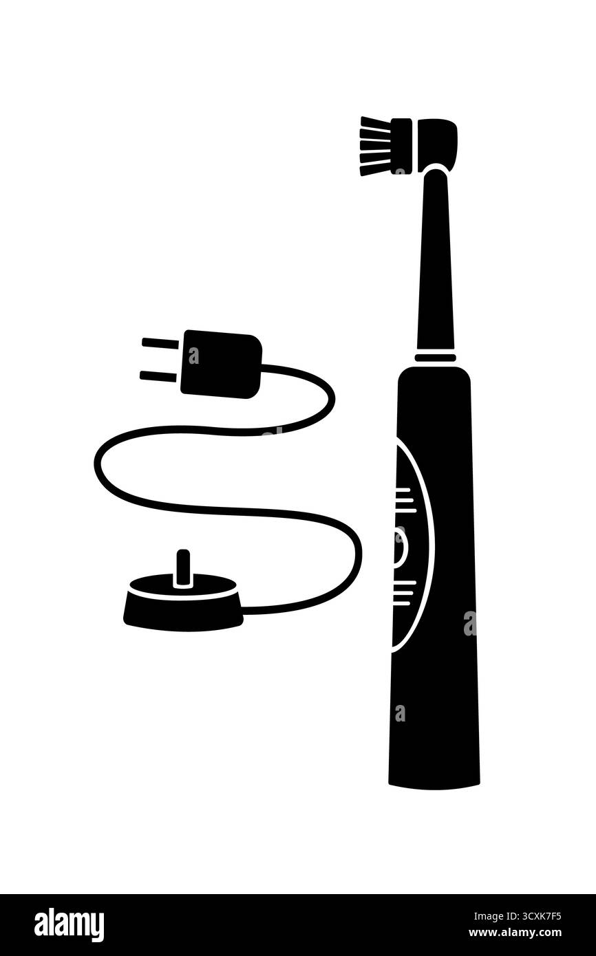 Electric toothbrush with charger, silhouette image Stock Photo - Alamy