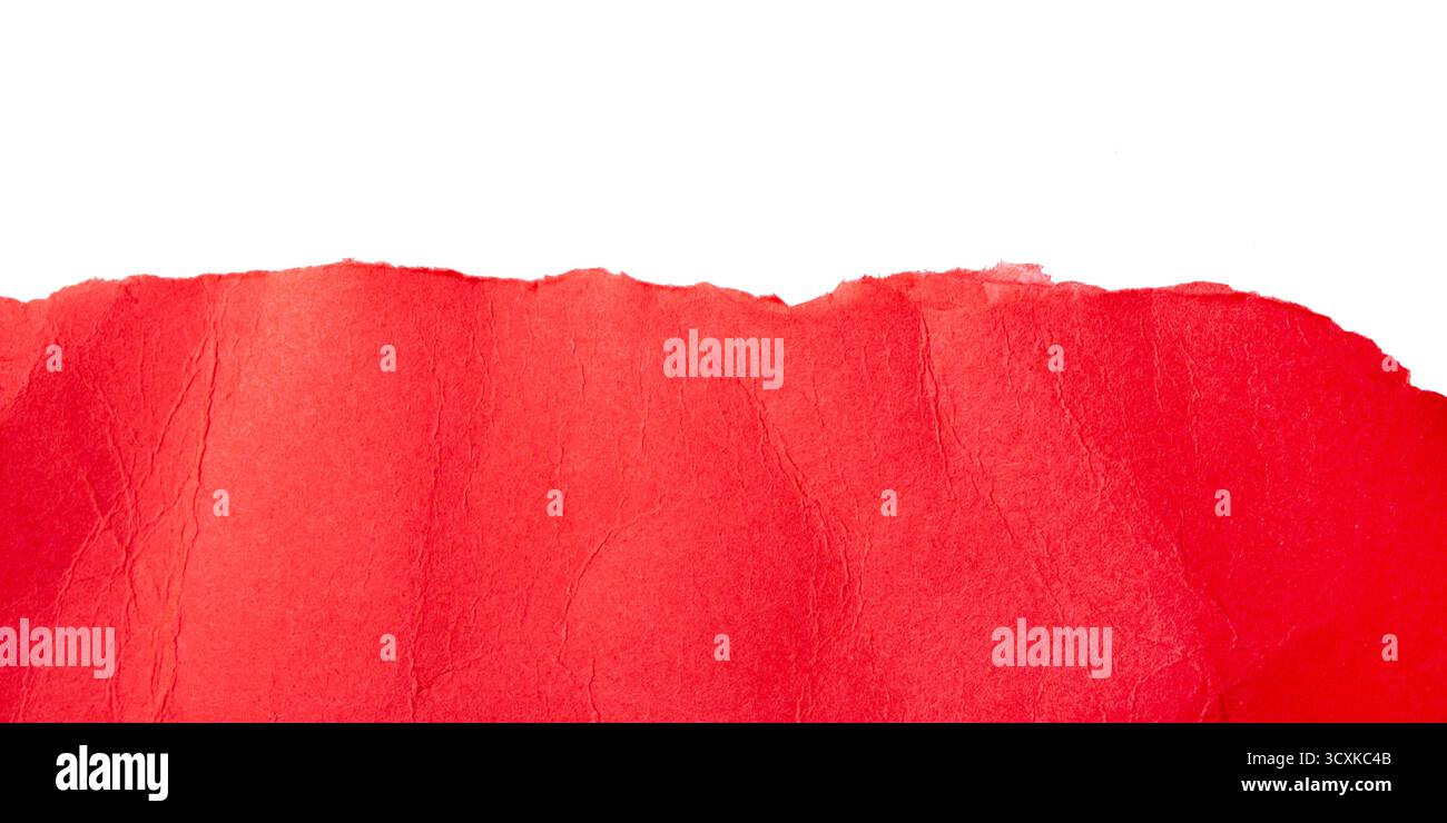 Red torn cardboard isolated on a white background Stock Photo