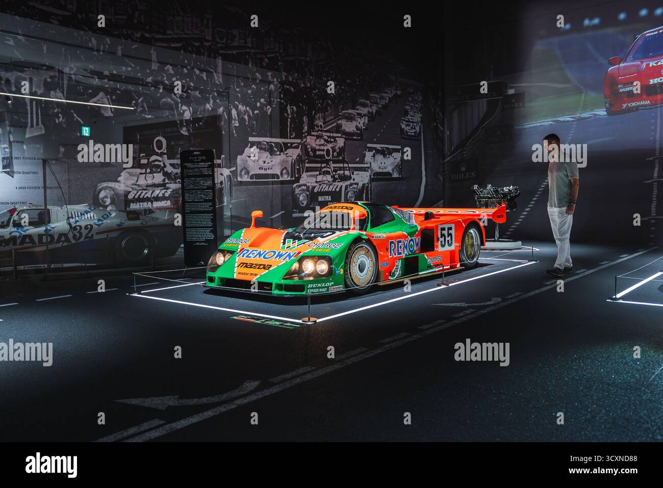 Mazda 787B number 55 on platform in Japanese motorsport gallery