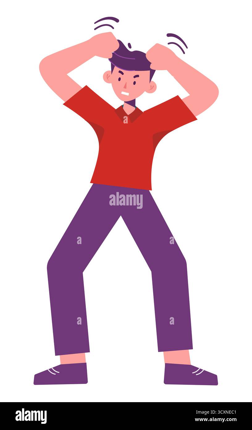 Frustrated cartoon character expressing stress and emotion Stock Vector ...