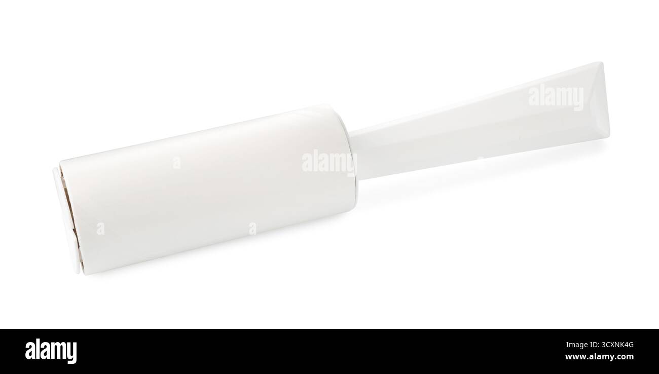 One sticky lint roller isolated on white Stock Photo