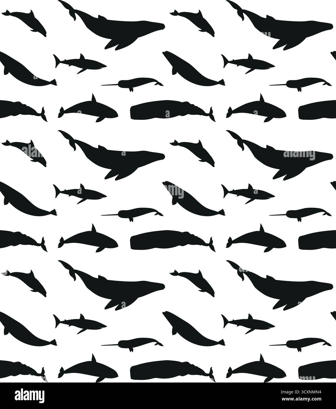Vector seamless pattern of whales silhouette Stock Vector Image & Art ...