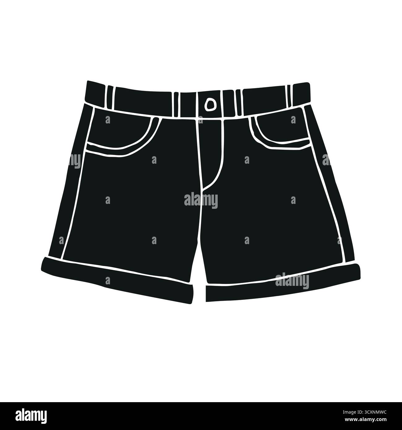 Vector hand drawn sketch doodle jeans shorts Stock Vector