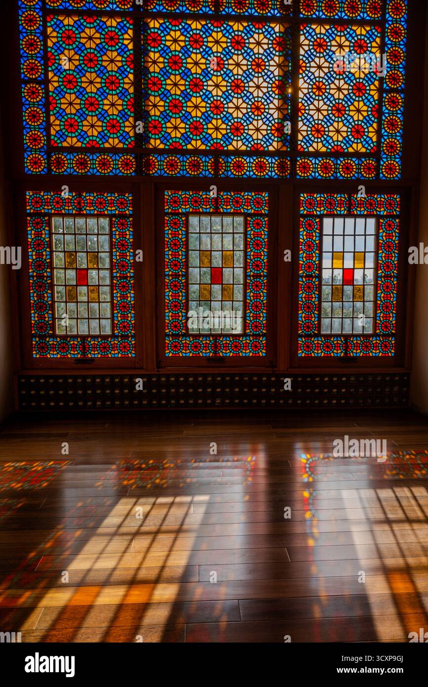 Vibrant light patterns from traditional shabaka stained-glass windows ...
