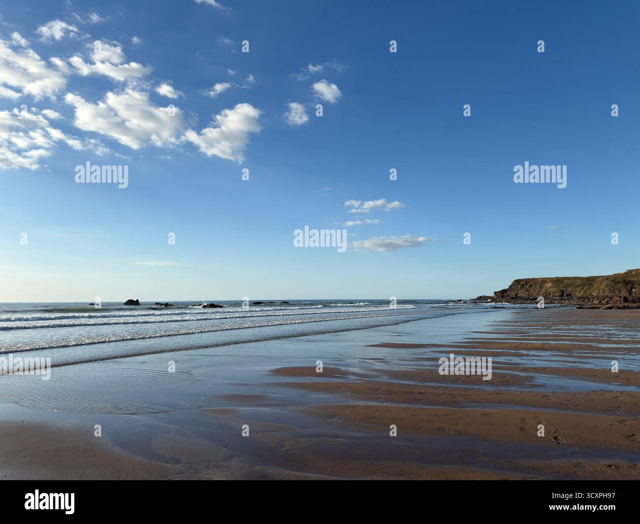 Widemouth Bay Beach in North Cornwall on a September Afternoon - Smartphone Captured Stock Image
