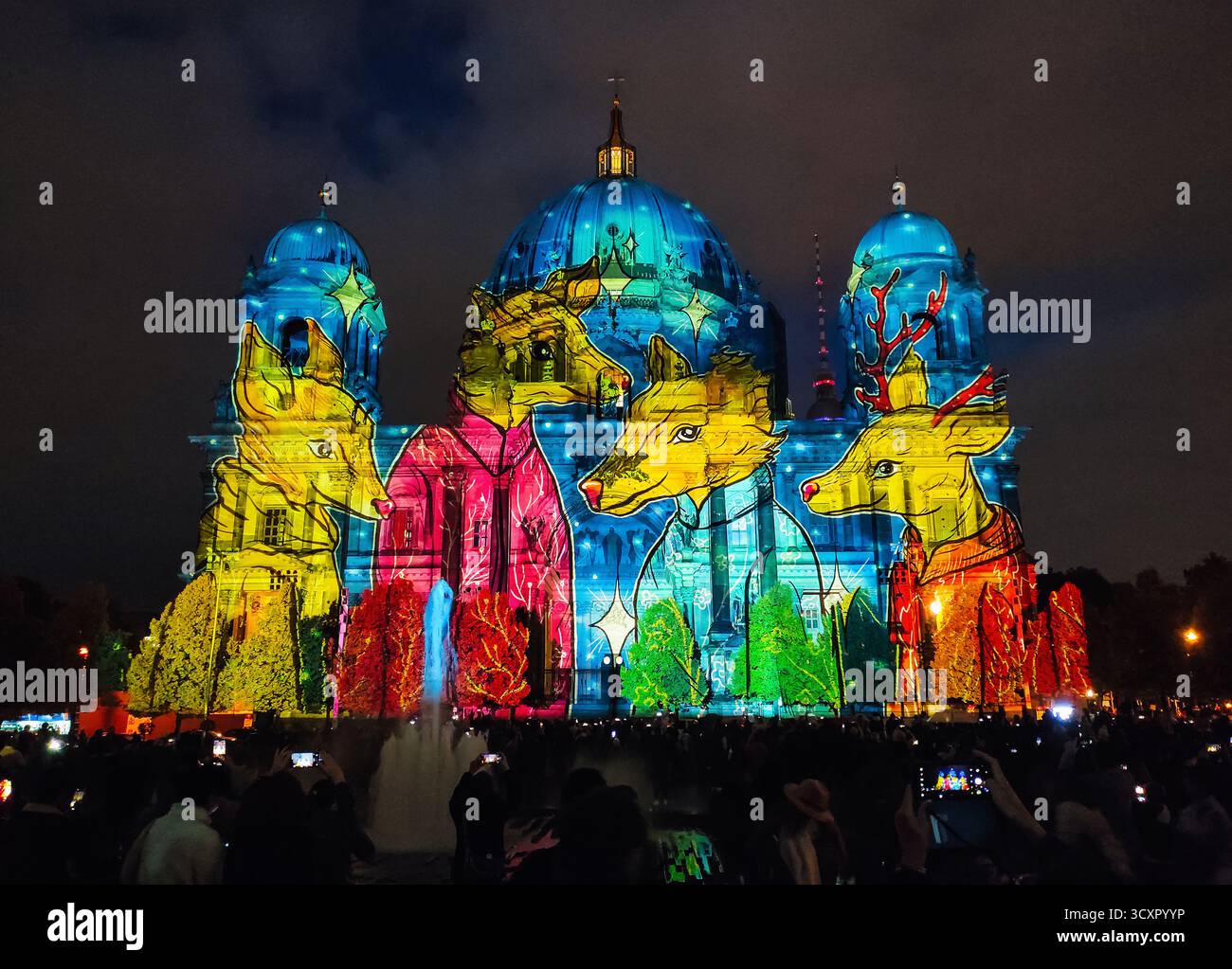 Berlin, Germany. 15th Oct 2025. Illumination show on the facade of Berlin Cathedral (Berliner Dom) during 2025 Festival of Lights in Berlin city, Germany Stock Photo