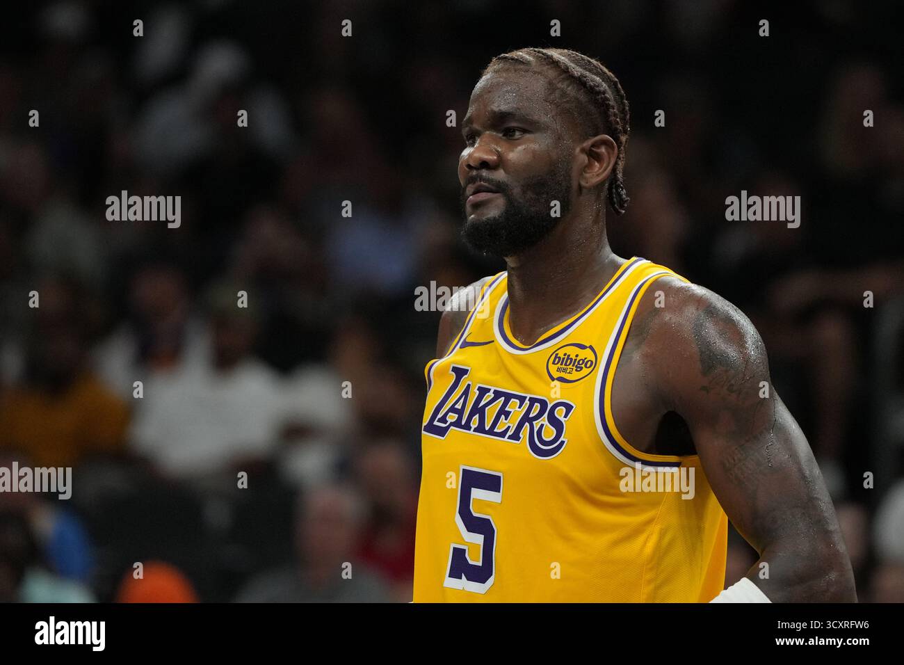 Los Angeles Lakers center Deandre Ayton (5) during an NBA preseason ...