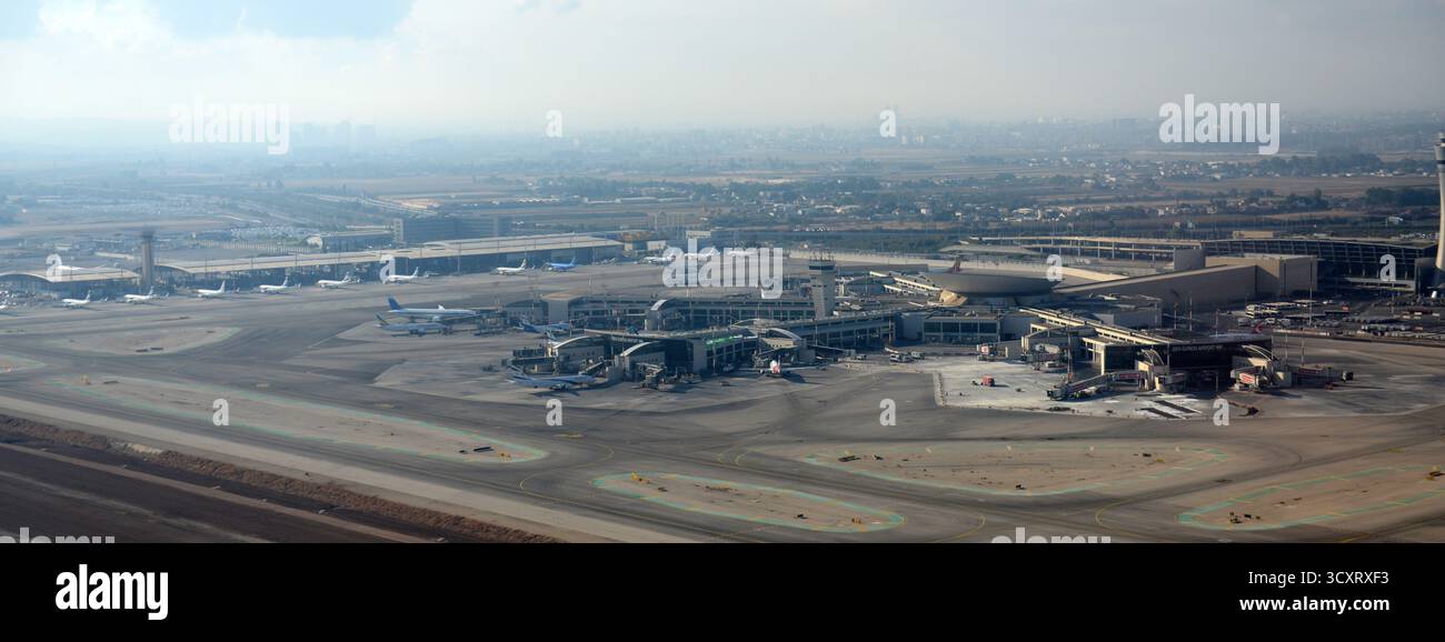 Aerial view of Ben-Gurion international airport in Israel Stock Photo