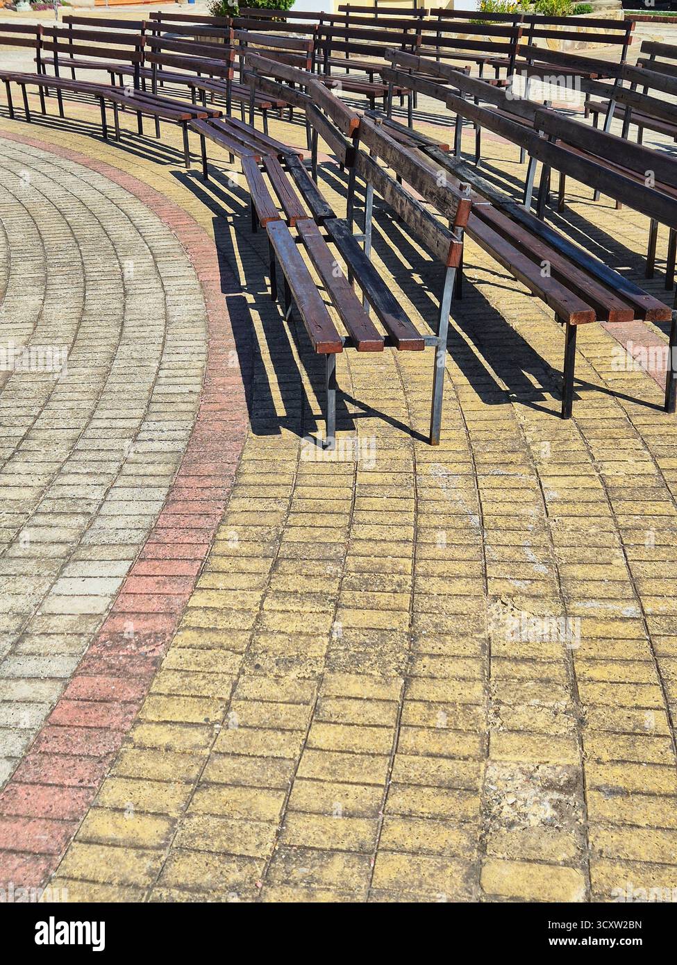 wooden benches in the city - Smartphone Captured Stock Image