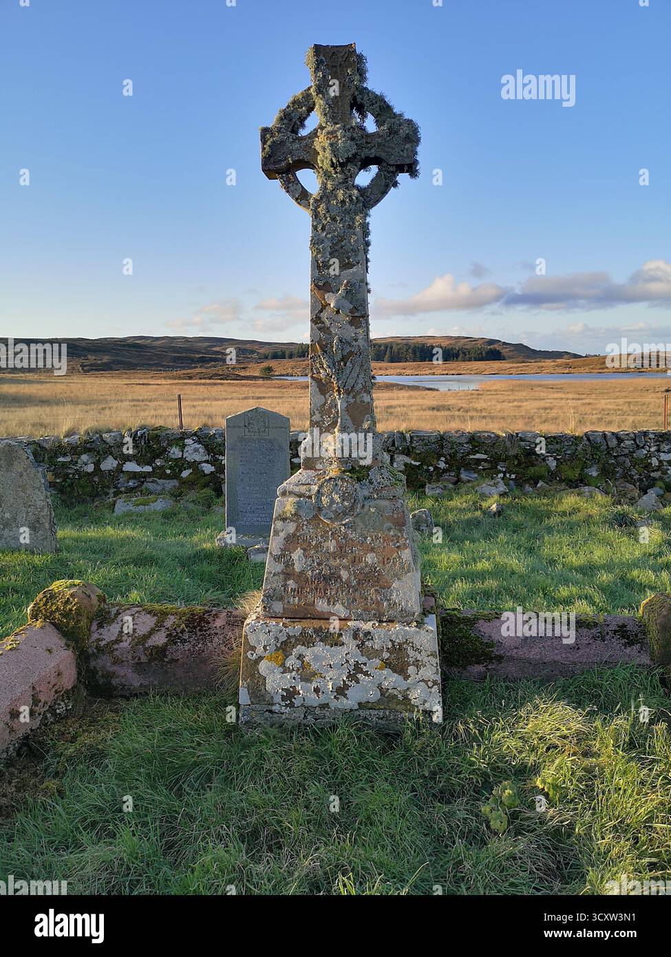 Ruins of Kilvickeon Church and Celtic gravestones, Isle of Mull, Scotland—historic cemetery near Scoor beach on the Ross of Mull in Inner Hebrides. - Smartphone Captured Stock Image