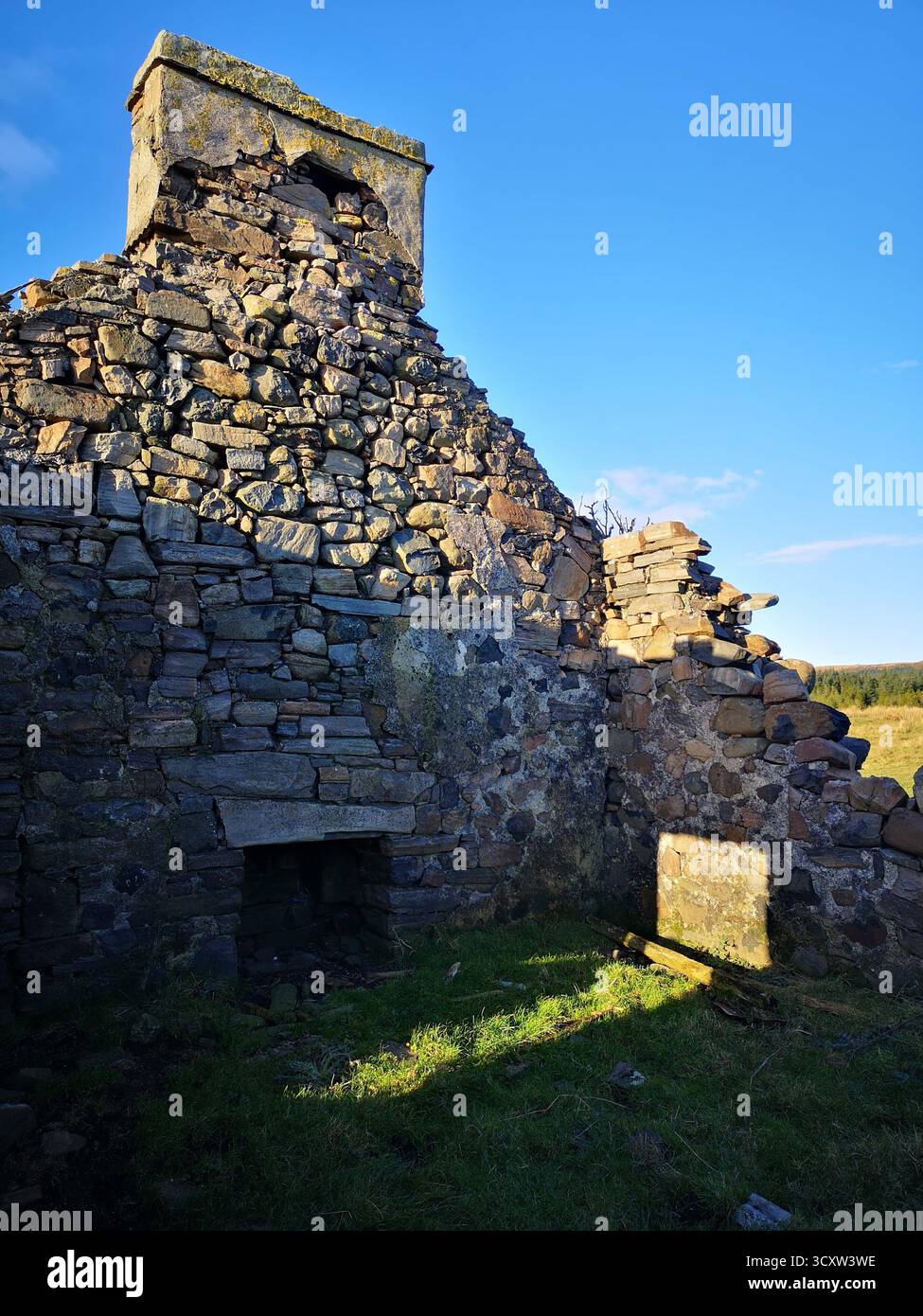 Ruins of Shiaba village, Isle of Mull, on the Argyll estate—abandoned during Scotland’s Highland Clearances, echoing a tragic past. - Smartphone Captured Stock Image