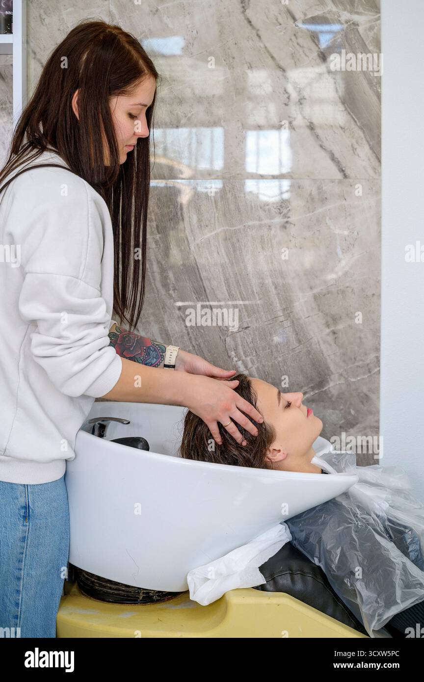 Beautiful woman face wash hi-res stock photography and images - Alamy