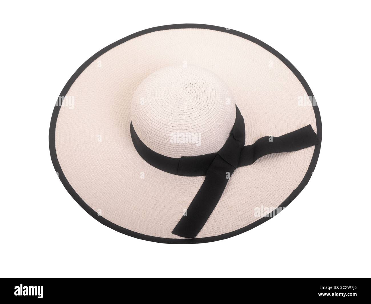 Vintage panama hat, women beach hat isolated on white background Stock Photo