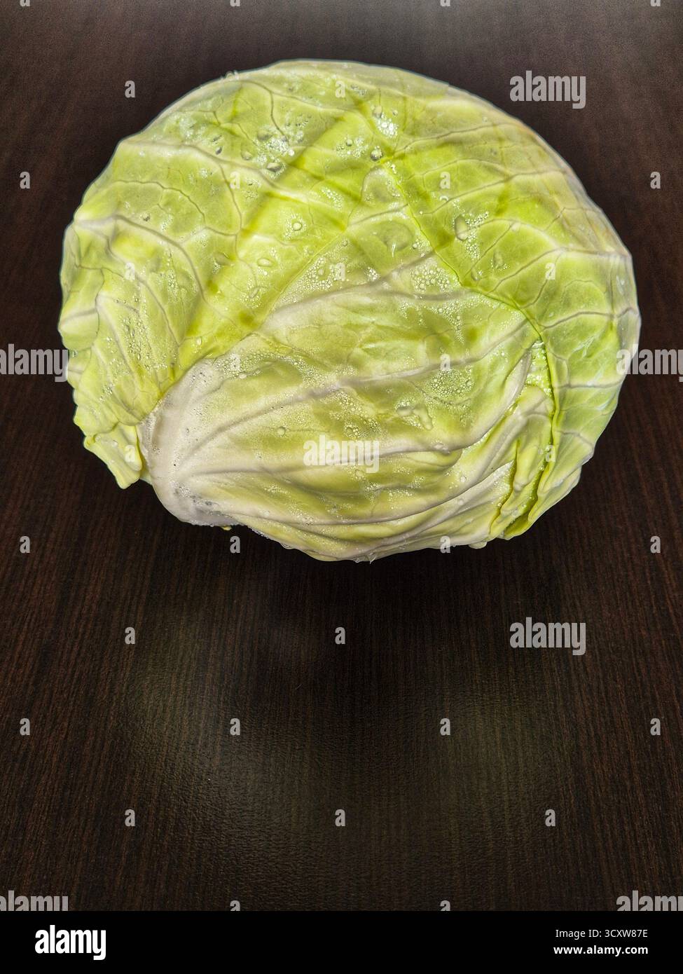 head of cabbage close-up. cabbage on the table - Smartphone Captured Stock Image