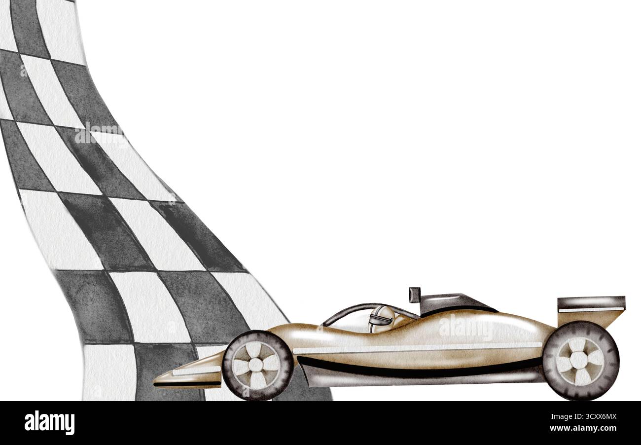 Watercolor Racing Track Race car and the track watercolor illustration. Auto in pastel colors ...
