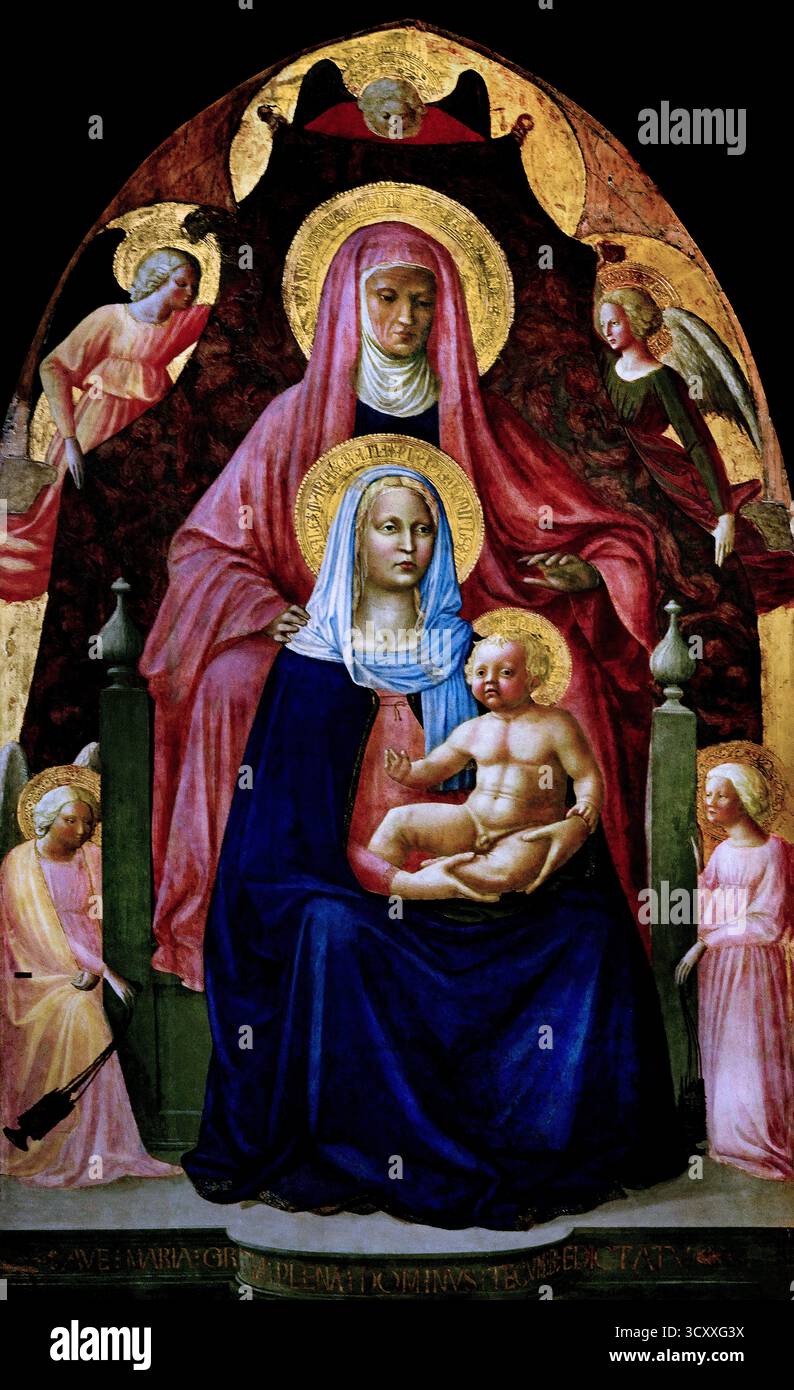 Madonna and Child with St. Anne and Five Angels c. 1424-5 by