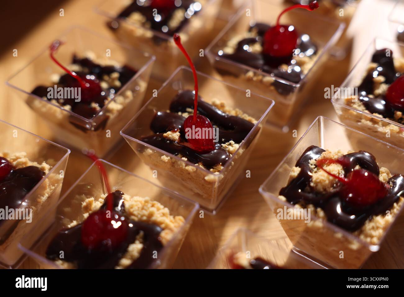 Buffet menu. Delicious desserts on table, closeup Stock Photo