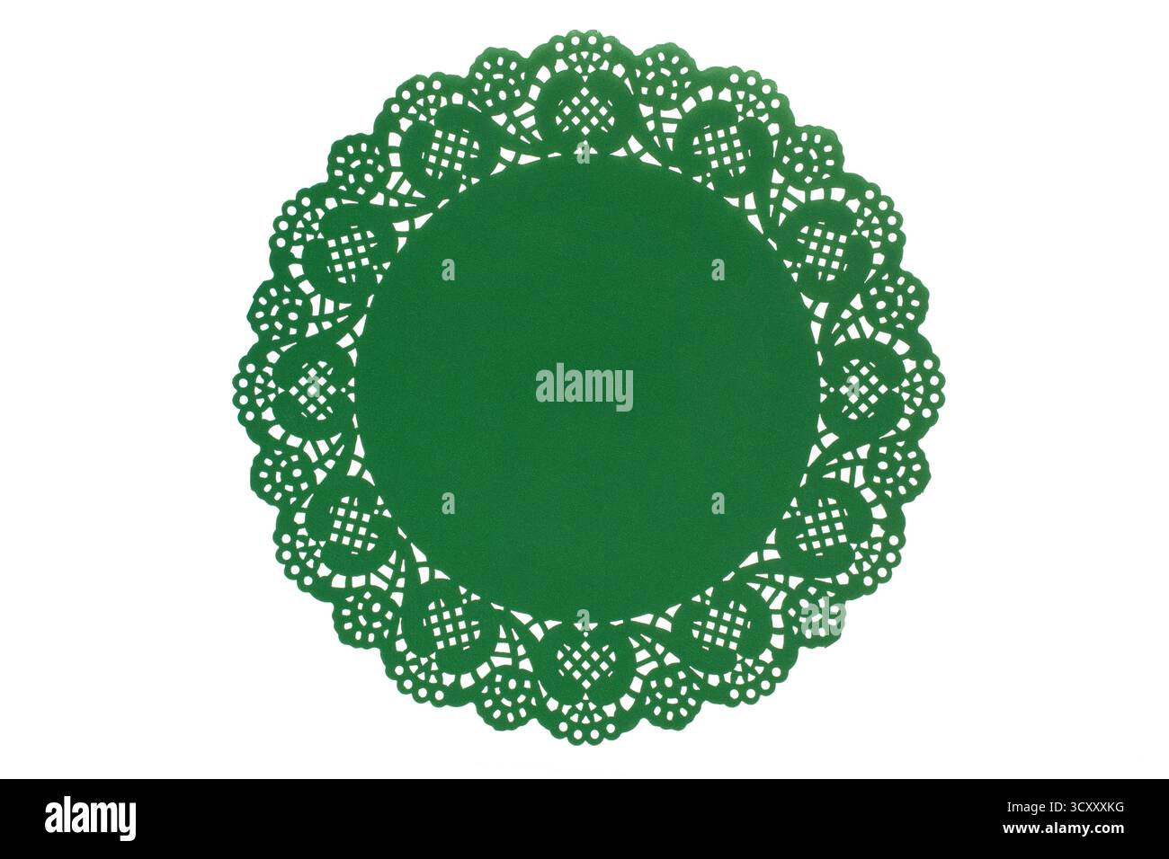 Green paper doily on white background Stock Photo