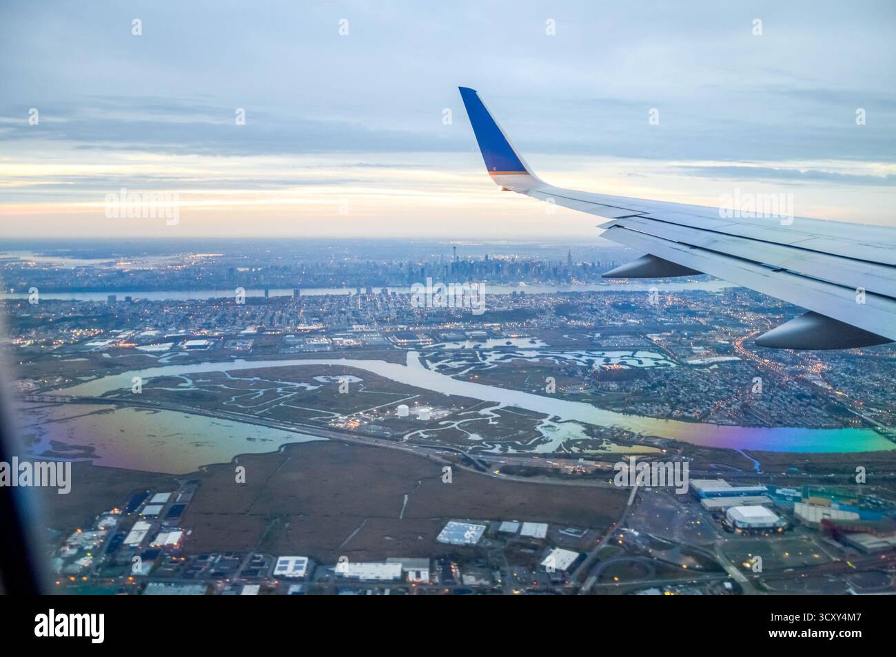 New York City skyline photographed from an airplane Stock Photo