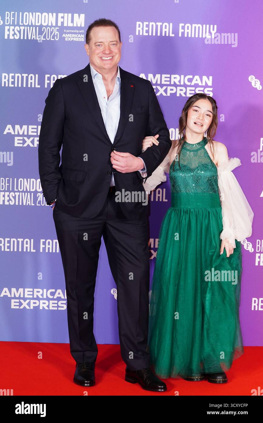 Brendan Fraser And Shannon Mahina Gorman Attending The Screening Of Brendan Fraser And Shannon Mahina Gorman Attending The Screening Of Rental Family At The Southbank Centre Royal Festival Hall London As Part Of The Bfi London Film Festival Picture Date Thursday October 16 2025 3CXYCFP