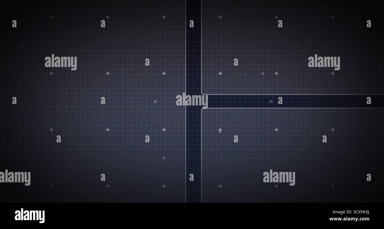 Displaying intersecting thicker grid lines on schematic panel, with crosshair markers  and  square d Stock Photo