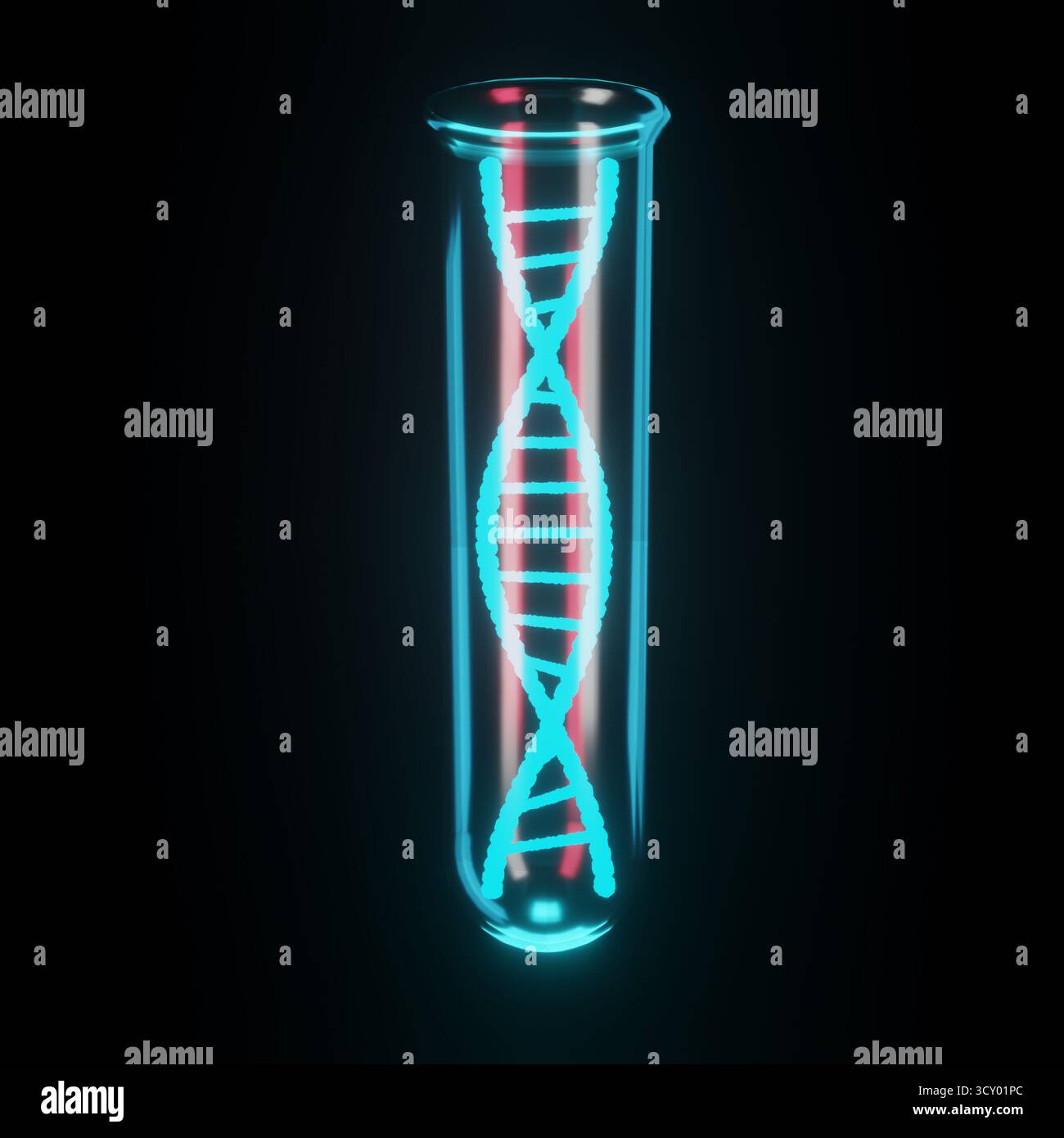 DNA structure in test tube. 3D dna molecules illustration. Science and ...