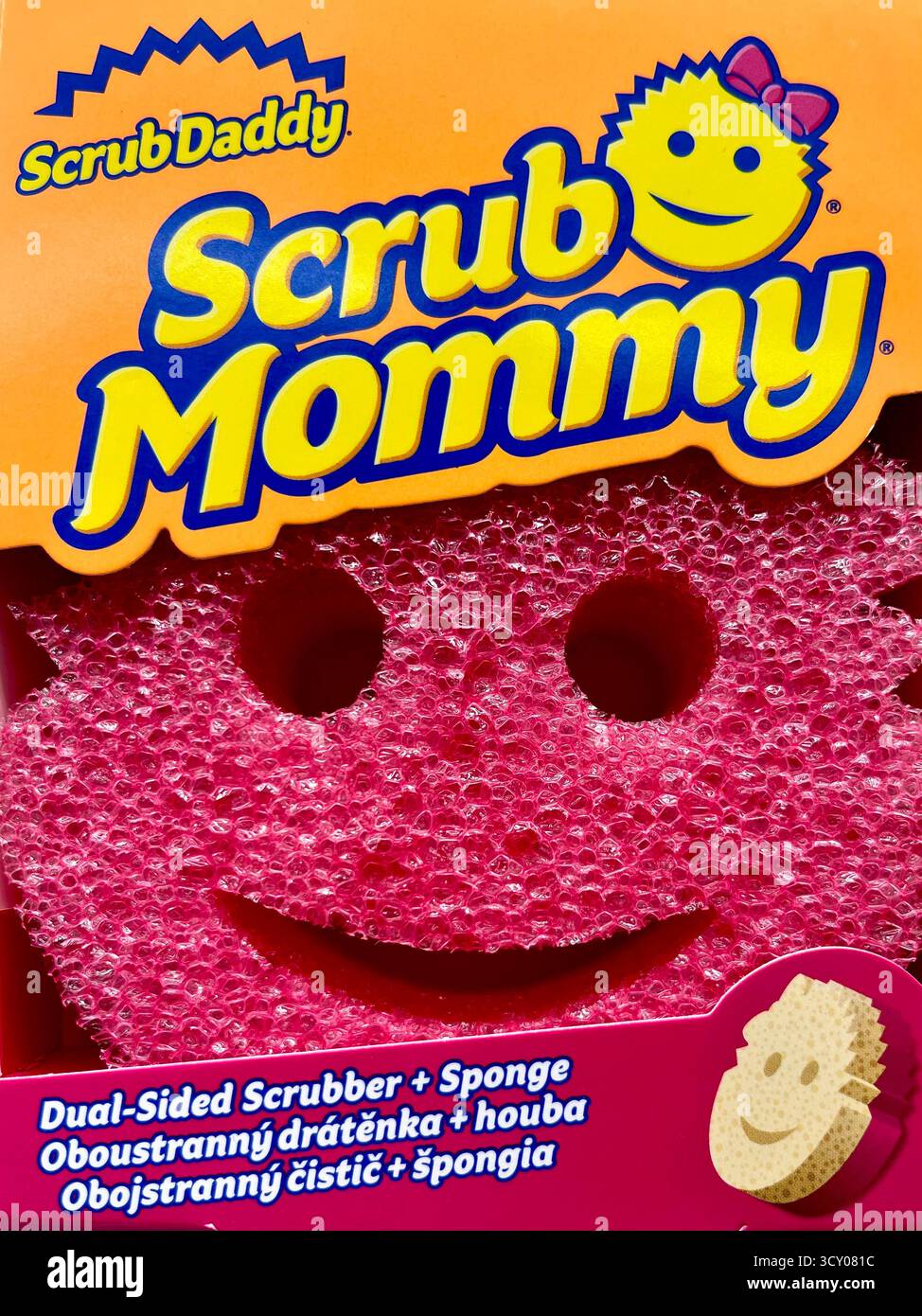 Scrub Mommy kitchen scrubber cleaning sponges on store shelf - Smartphone Captured Stock Image