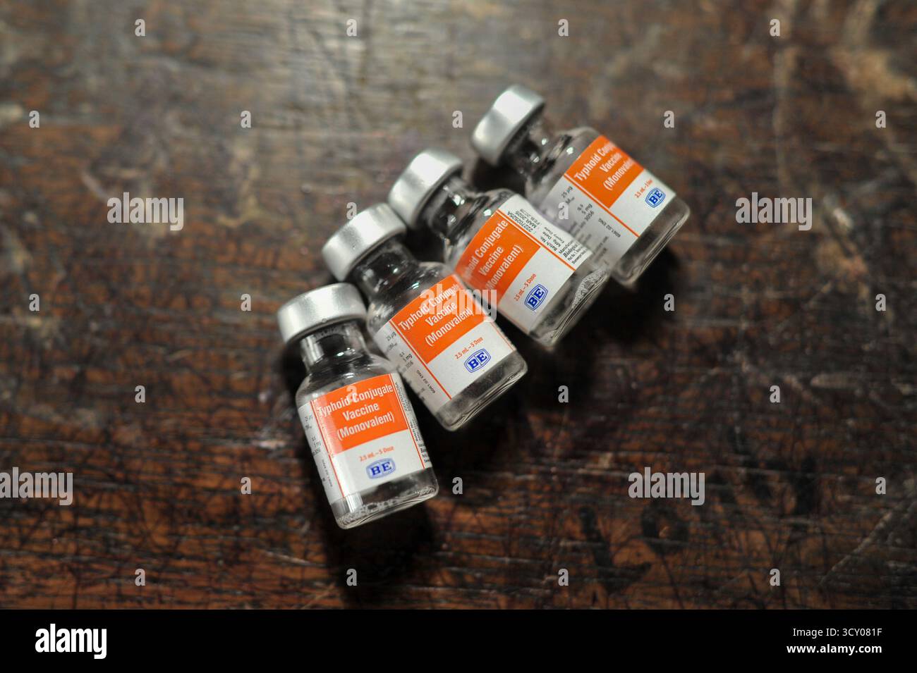 Typhoid Vaccine vials are seen at Rahmania Secondary School, located in ...