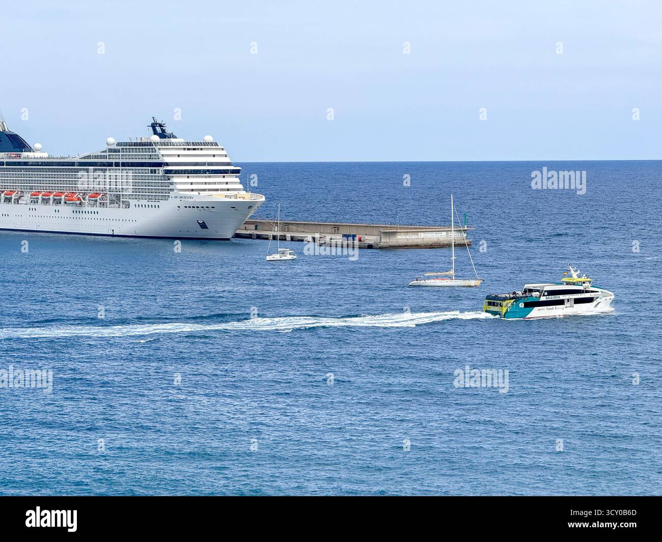 Panoramic view over Eivissa Harbour and Marina from Plaça d’Espanya in Dalt Vila, Ibiza Town, Balearic Islands, Spain: Phillip Roberts - Smartphone Captured Stock Image