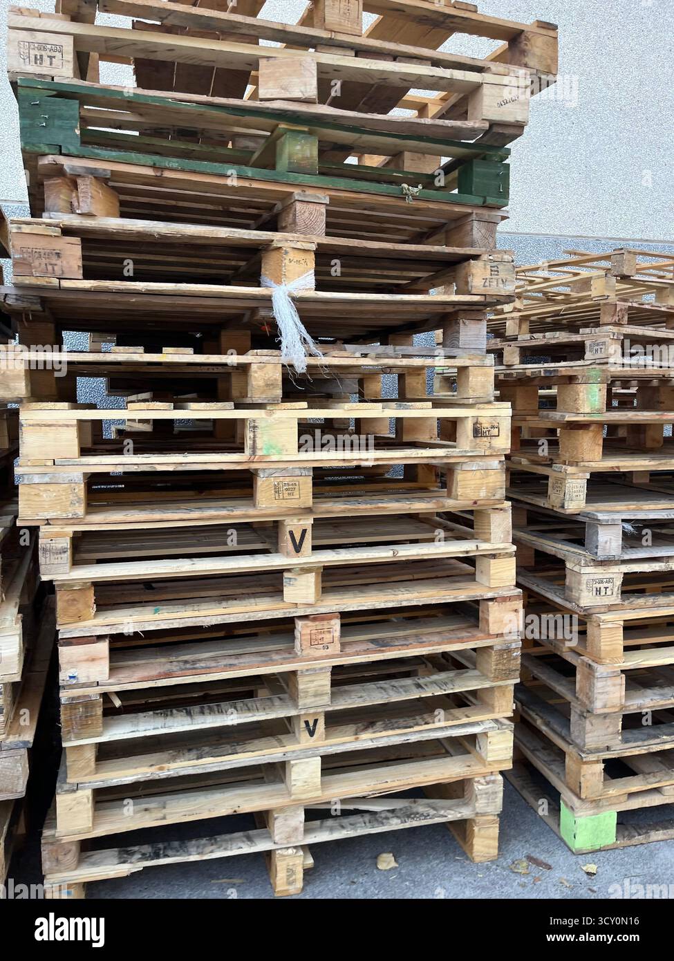 Wooden pallets for loading goods. Pallet, a platform for transporting cargo and goods. - Smartphone Captured Stock Image