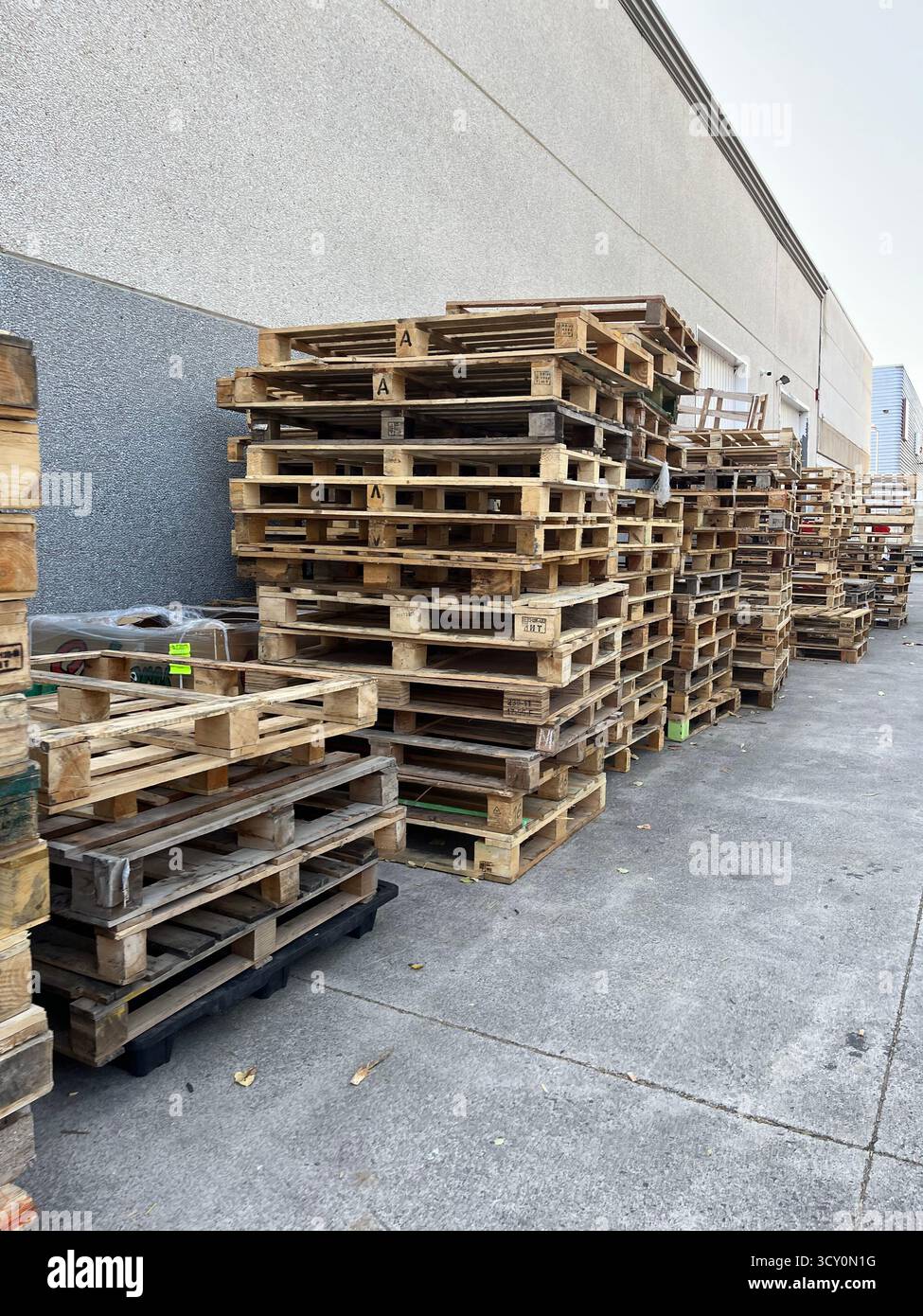Wooden pallets for loading goods. Pallet, a platform for transporting cargo and goods. - Smartphone Captured Stock Image