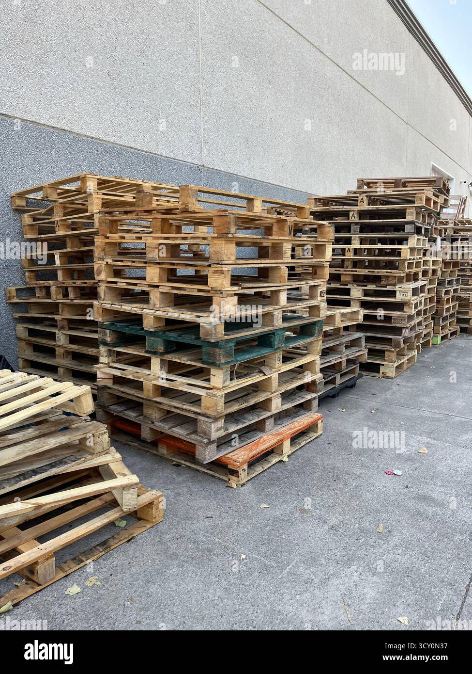 Wooden pallets for loading goods. Pallet, a platform for transporting cargo and goods. - Smartphone Captured Stock Image