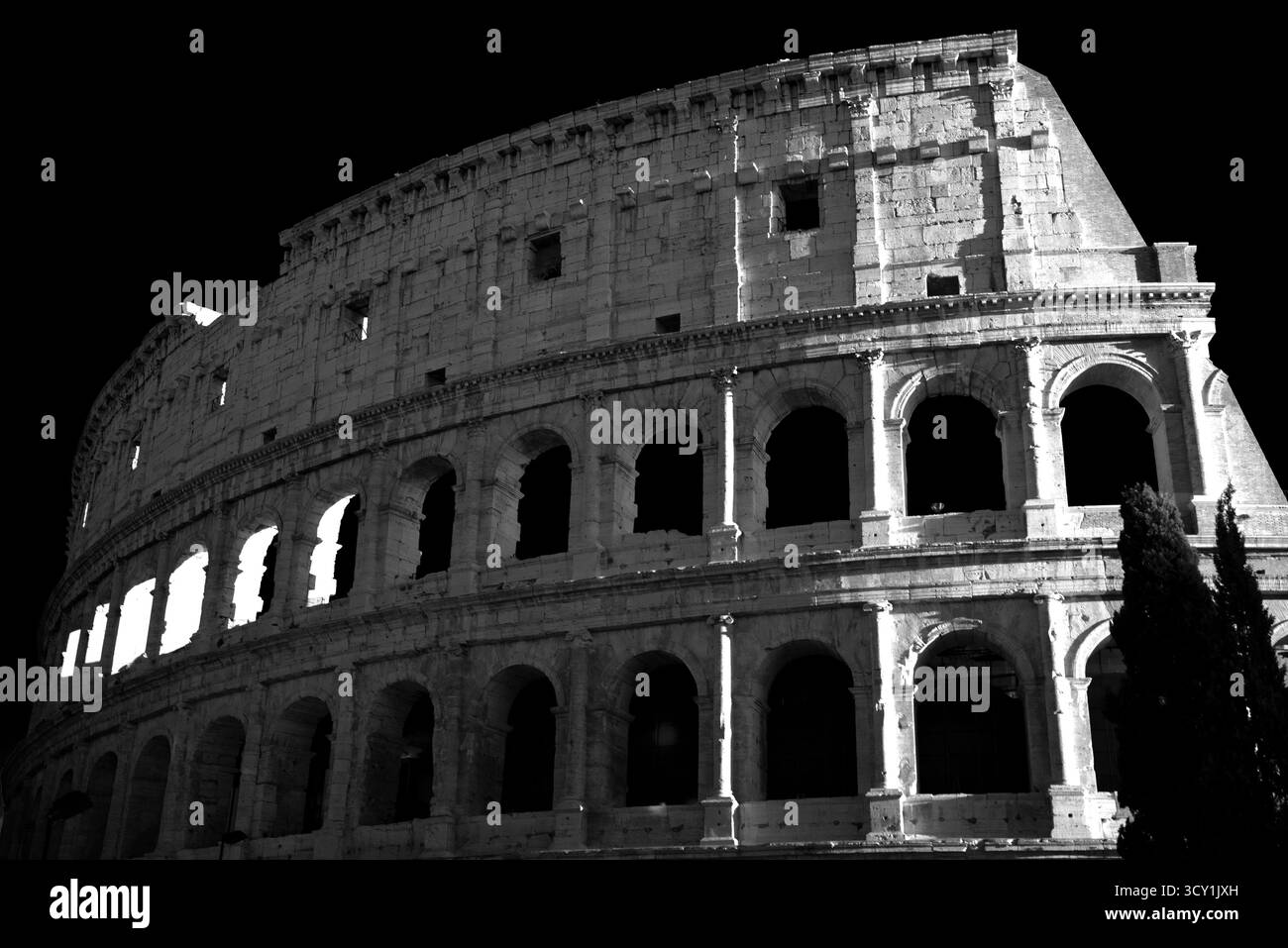 The Colosseum in ancient Rome in black and white and retro style Stock ...