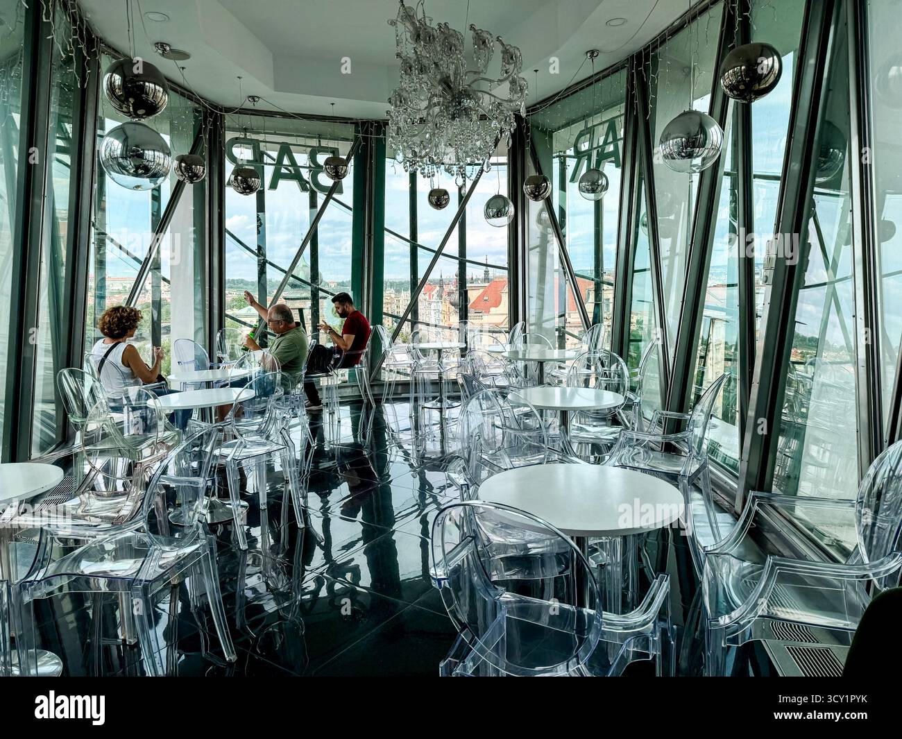 Rooftop restaurant inside the Dancing House (A Frank Gehry building ...