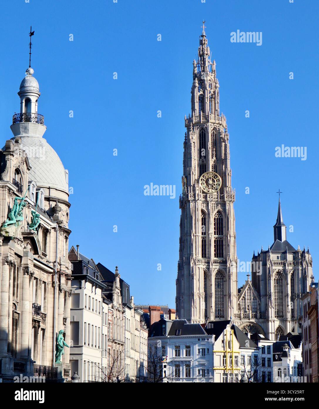 The Gothic Spires And Bell Tower Of Cathedral Of Our Lady Stand Tall the-gothic-spires-and-bell-tower-of-cathedral-of-our-lady-stand-tall