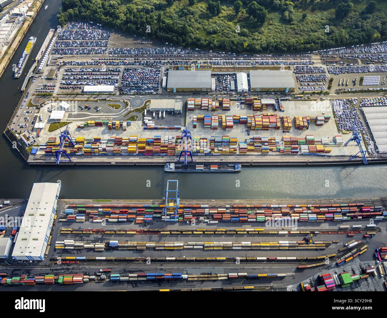 Contargo Neuss Aerial view, harbour area, harbour facilities, Contargo Neuss GmbH ...