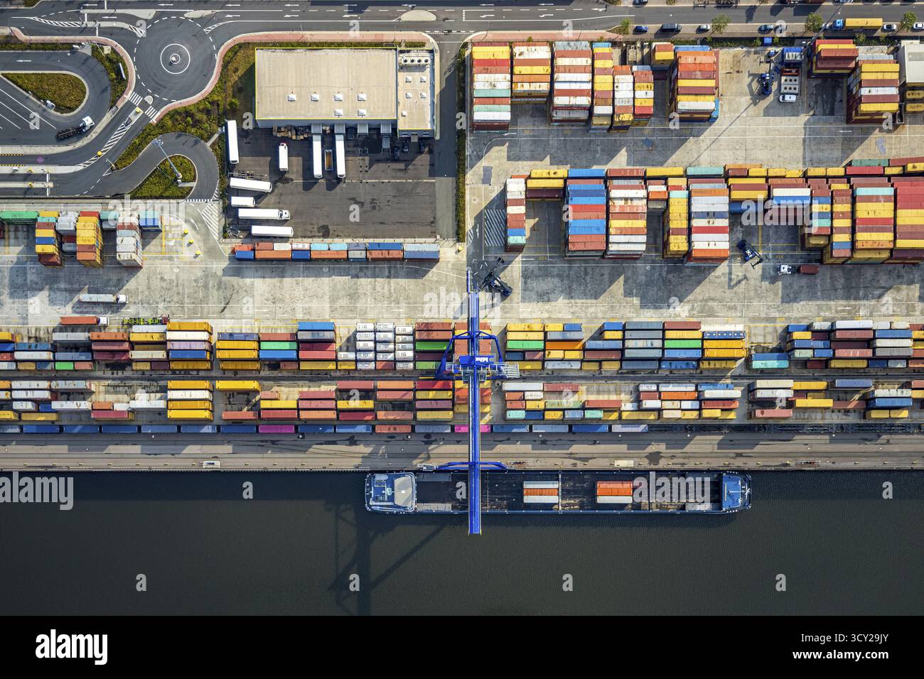 Contargo Neuss Aerial view, harbour area, harbour facilities, Contargo Neuss GmbH ...