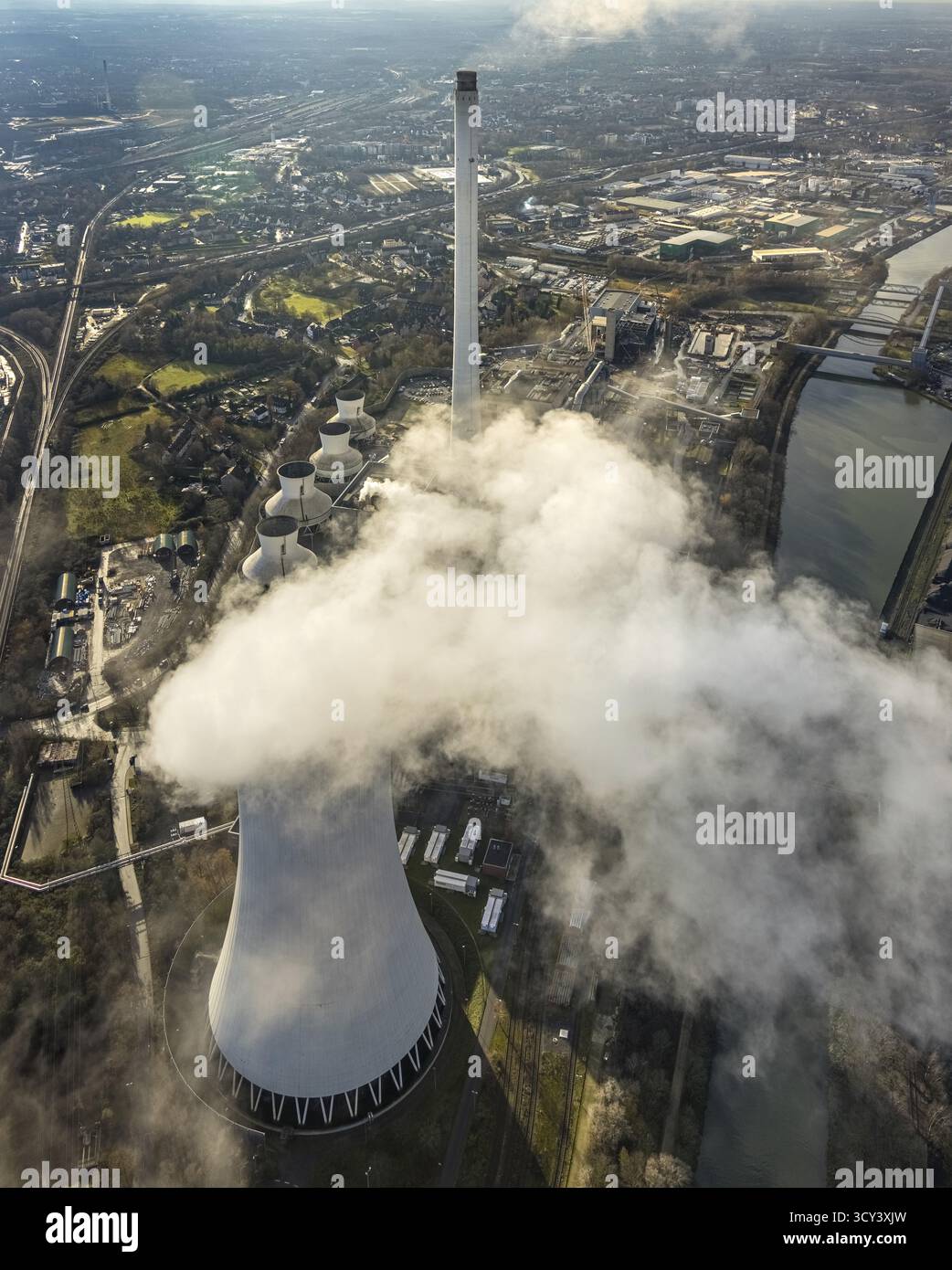 Steag Aerial view, STEAG combined heat and power plant Herne on the Rhine ...