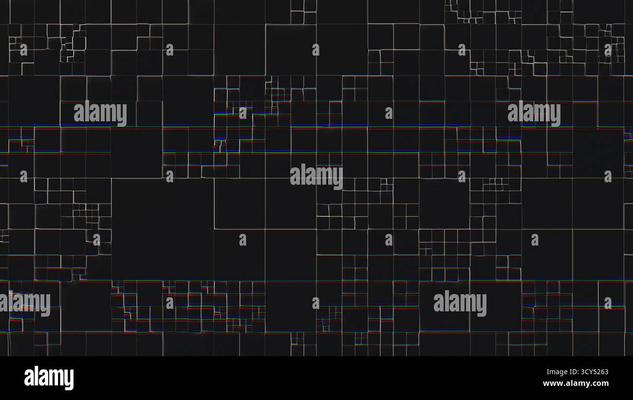 Abstract digital grid pattern with neon glitch effect Stock Photo