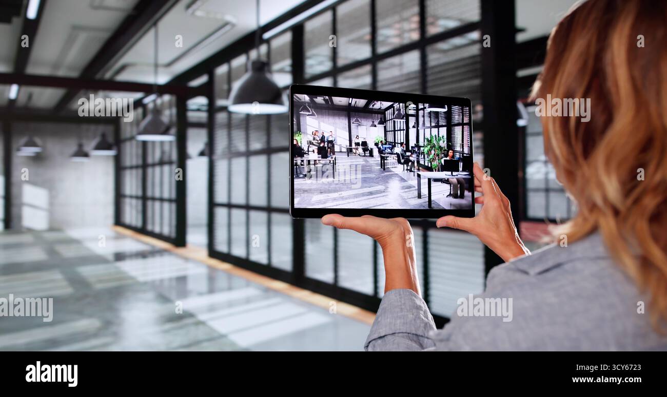 AR Interior Room Scan And Office 3D Design Technology Stock Photo