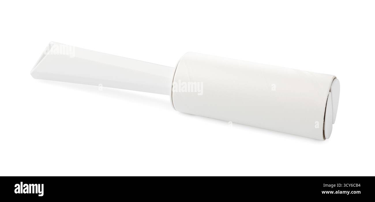 One sticky lint roller isolated on white Stock Photo